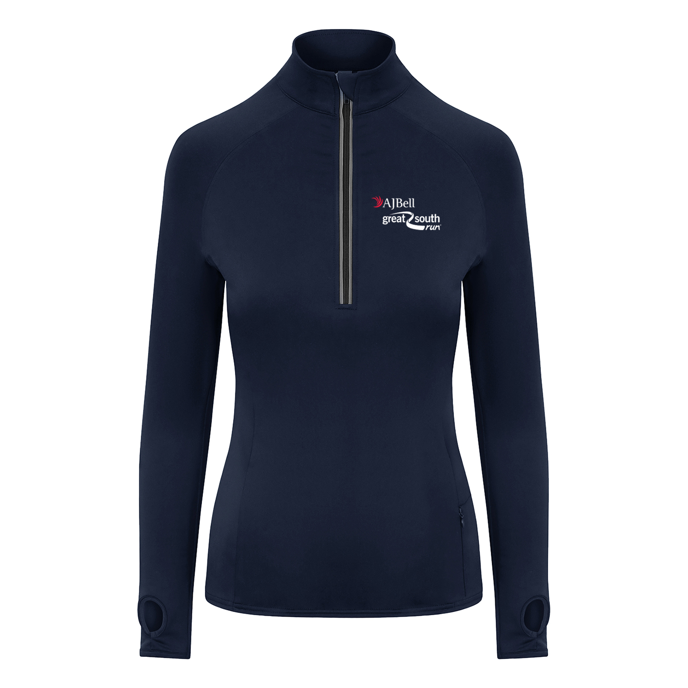 AJ Bell Great South Run Woman ¼ Zip top (Front Logo Print Only)