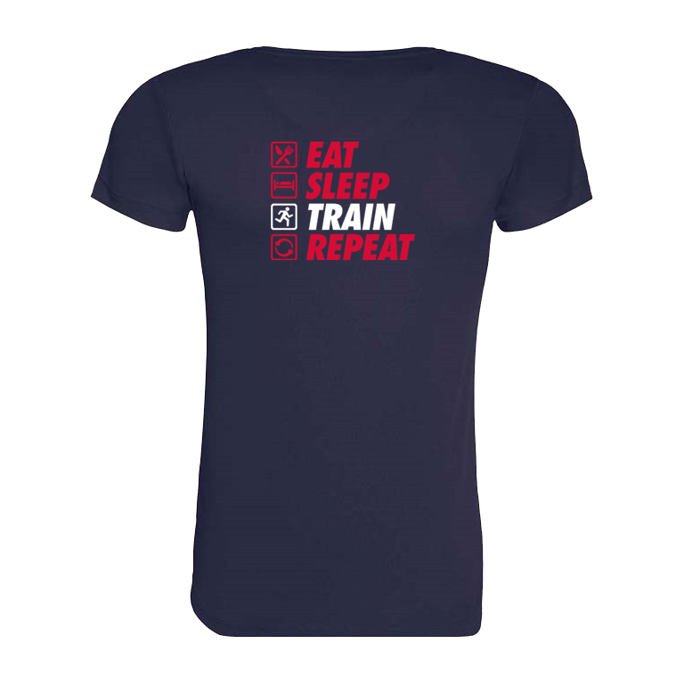 AJ Bell Great South Run Eat, Sleep, Train, Repeat Woman Short Sleeved Tech Tee
