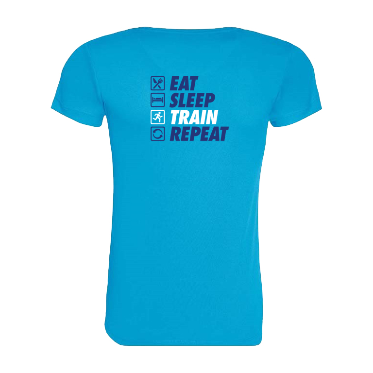 AJ Bell Great Manchester Run “Eat, Sleep, Train, Repeat” Woman’s Short Sleeved Tech Tee