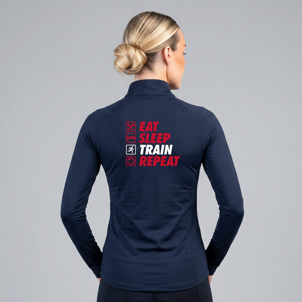 AJ Bell "Eat, Sleep, Train, Repeat" Women's ¼ Zip Base Layer
