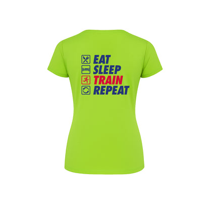 AJ Bell Great North 10K Run Eat, Sleep, Train, Repeat Woman™s Short Sleeved Tech Tee