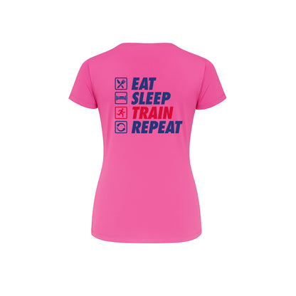 AJ Bell Great North 10K Run Eat, Sleep, Train, Repeat Woman™s Short Sleeved Tech Tee
