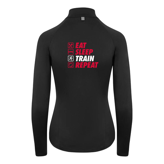 AJ Bell Great Birmingham Run “Eat, Sleep, Train, Repeat”  Woman’s ¼ Zip top