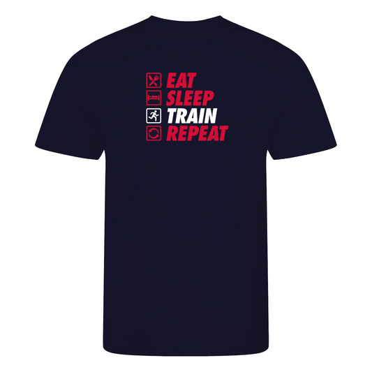AJ Bell Great South Run Eat, Sleep, Train, Repeat Men Short Sleeved Tech Tee