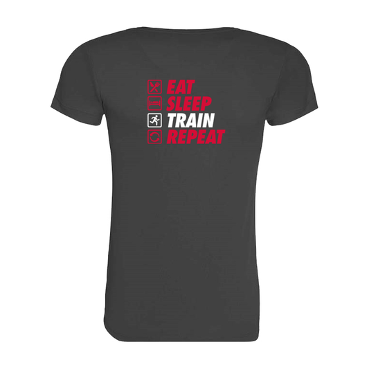 AJ Bell Great Bristol Run “Eat, Sleep, Train, Repeat” Woman’s Short Sleeved Tech Tee