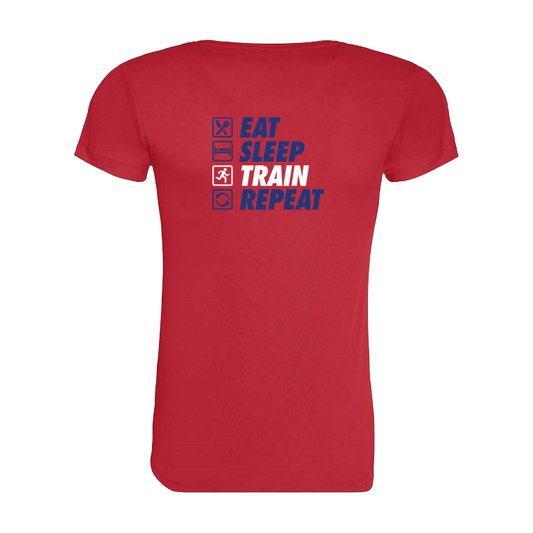 AJ Bell Great South Run Eat, Sleep, Train, Repeat Woman Short Sleeved Tech Tee