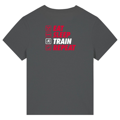 AJ Bell Great Scottish Run Eat, Sleep, Train, Repeat Woman Short Sleeved Cotton Tee