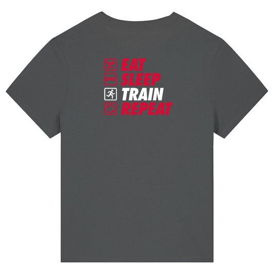 AJ Bell Great South Run Eat, Sleep, Train, Repeat Woman Short Sleeved Cotton Tee