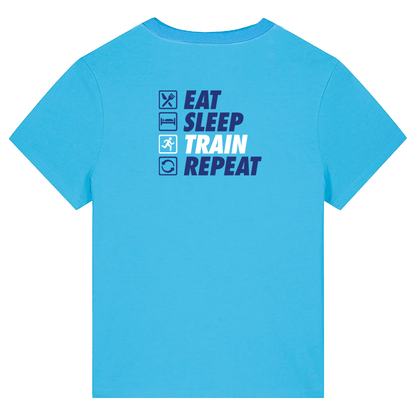 AJ Bell Great Scottish Run Eat, Sleep, Train, Repeat Woman Short Sleeved Cotton Tee