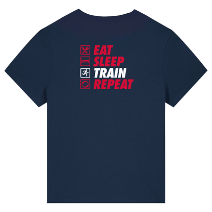 AJ Bell Great Scottish Run Eat, Sleep, Train, Repeat Woman Short Sleeved Cotton Tee