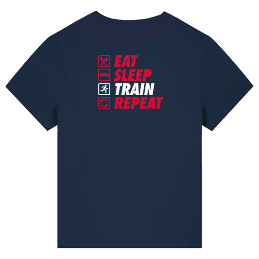 AJ Bell Great Scottish Run Eat, Sleep, Train, Repeat Woman Short Sleeved Cotton Tee