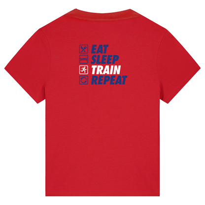 AJ Bell Great Scottish Run Eat, Sleep, Train, Repeat Woman Short Sleeved Cotton Tee