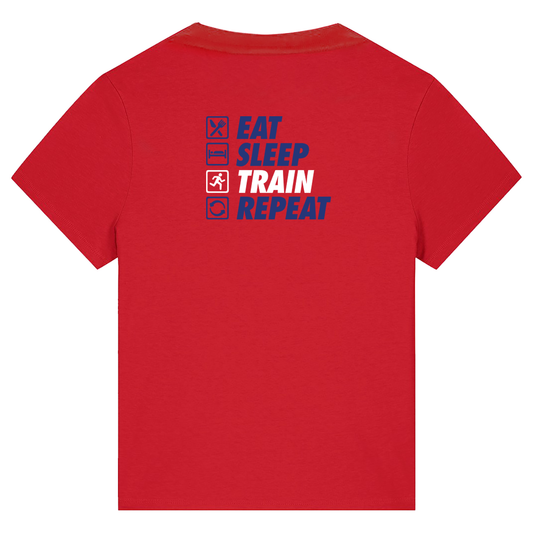 AJ Bell Great North 10K Run Eat, Sleep, Train, Repeat Woman™s Short Sleeved Cotton Tee