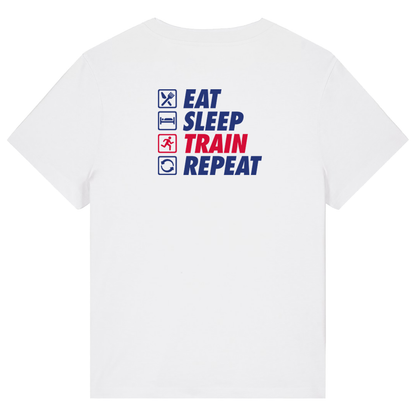 AJ Bell Great Scottish Run Eat, Sleep, Train, Repeat Woman Short Sleeved Cotton Tee