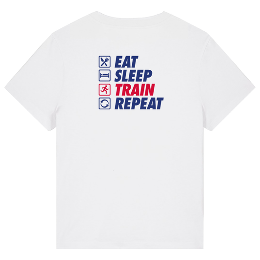 AJ Bell Great Manchester Run “Eat, Sleep, Train, Repeat” Woman’s Short Sleeved Cotton Tee